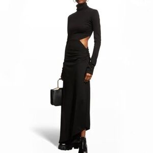 ALC Katherine velvet cutout side slit leg turtleneck‎ maxi dress gown 619